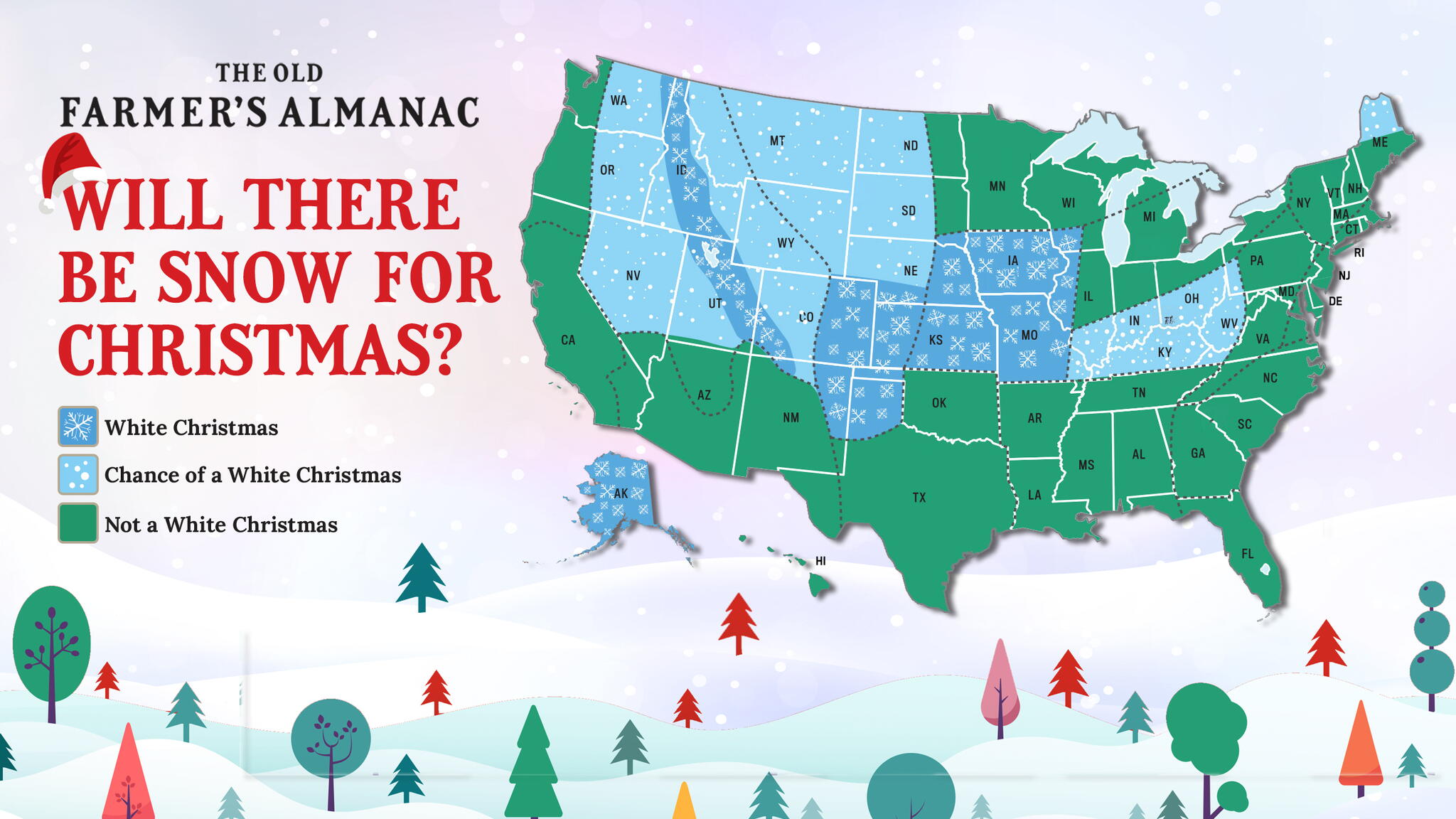 will there be snow for Christmas, white Christmas map 2024